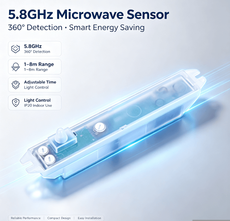 Sensor Gelombang Mikro PD-MV1020 5.8GHz | Pemasangan Tersembunyi, Lebih Sedikit Pemicu Palsu untuk Penerangan